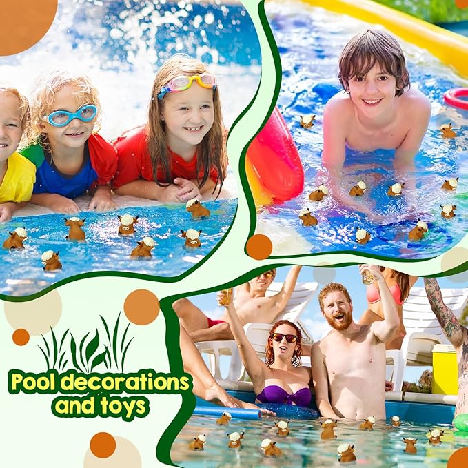 60 Pcs Highland Cow Floating Decorations Bath Rubber Water Squirting Highland Cow Squeaky Figurines Bulk Figurine Statues Decor for Spring Summer Birthday Party