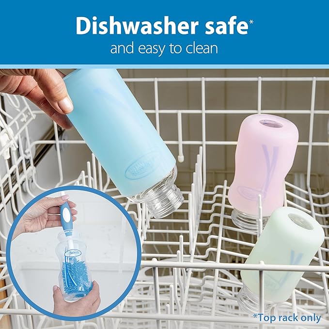 Dr. Brown's Natural Flow Anti-Colic Options+ Wide-Neck Glass Baby Bottle 9 oz/270 mL,with Level 1 Slow Flow Nipple,1 Pack,0m+