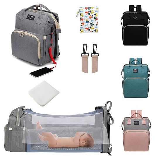 Diaper Bag with Changing Station,Baby Diaper Bag Backpack,7 in 1 Travel Diaper Bag,Baby Bag Mommy Bag With USB Charging Port (Grey)