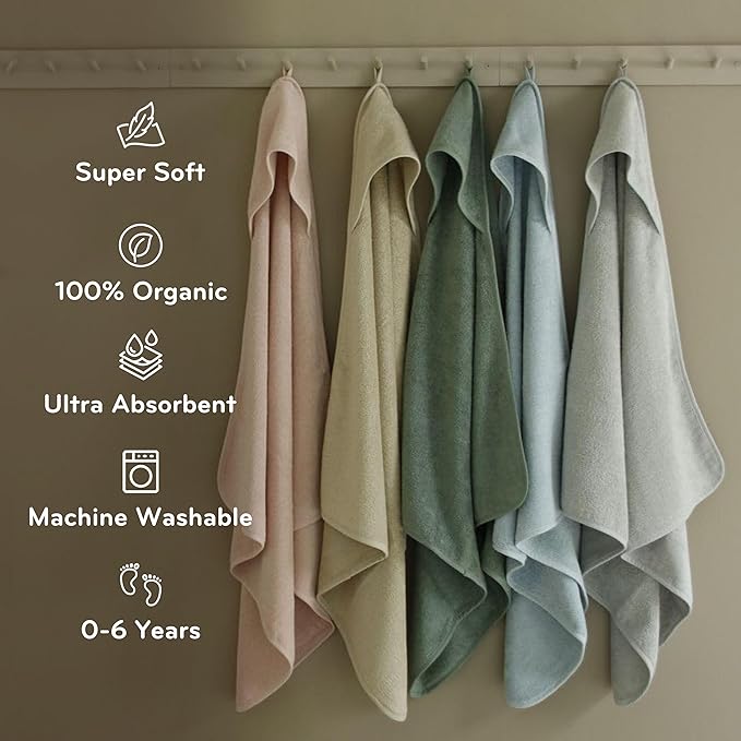 Baby Hooded Towel – Organic Cotton Baby Bath Towels – Baby Towels, Baby Bath Towels for Baby Boy, Baby Girl, 32" x 32" Super-Soft and Absorbent Baby Towels for Newborn (Blush)