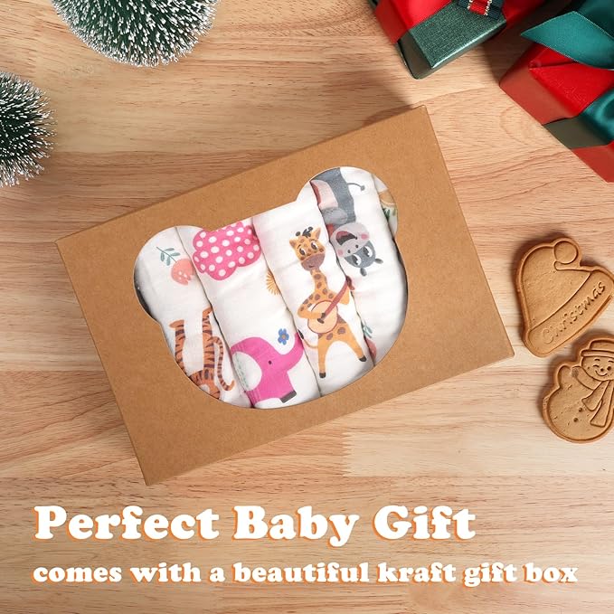 Baby Burp Cloths Muslin Washcloths 6 Pack Muslin Burp Cloths 100% Cotton Large 20''x12'' Soft 6 Layers Baby Burp Rags for Boys Girls Baby Essentials for Newborn Gift Machine Washable