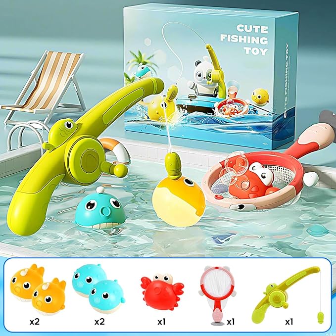 Light Up Bath Toys for Kids Ages 1- 3,7PC No Holes Baby Shower Bath Toys Set,Fun Magnetic Fishing Game Bathtub Toy,Birthday for Toddler Boys Girls 1 2 3 4 5 6 Old Year