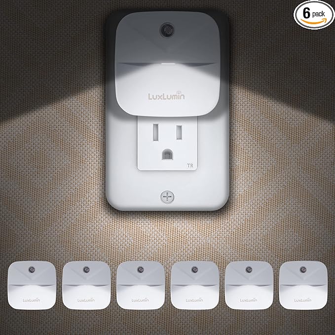 LED Night Lights Plug into Wall with Dusk-to-Dawn Sensor, Automatically Turn on and Off,Night Light for Kids,Bedroom,Bathroom,Stairs, White, 6 Packs