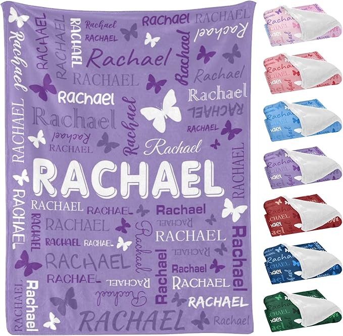 Personalized Throw Blanket with Name Custom Blankets Customized Baby Blanket for Girls Kids Adult Birthday Gift