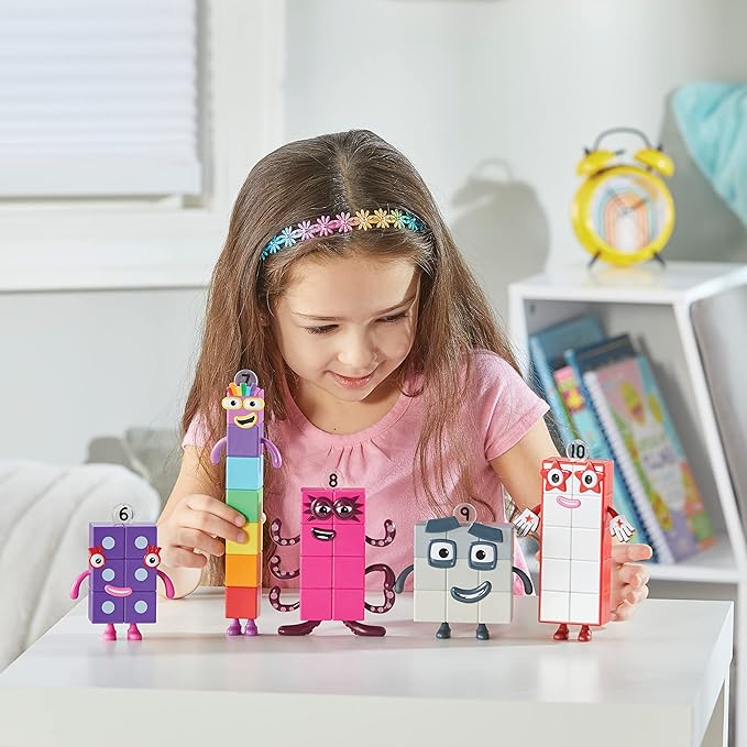 hand2mind Numberblocks Friends Six to Ten, Action Figure Set, Toy Figures & Playsets, Small Figurines for Kids, Counting Blocks, Numbers for Toddlers, Math Toys, Kids Birthday Gifts﻿