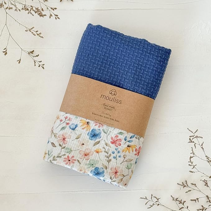 Personalized Baby Blanket with Name – Handmade 100% Organic Cotton Newborn Gift | Custom Knit Blanket for Boys, Girls, Kids & Baby Showers