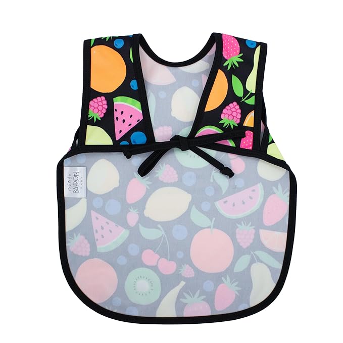BapronBaby Neon Fruit Monster Bapron - No Neck Tie Safer Bib for Baby & Toddler - Soft Waterproof Stain Resistant - Machine Washable - Sz Baby/Toddler 6m-3T