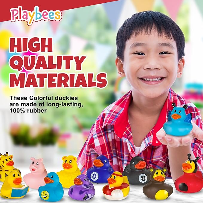 Playbees Rubber Ducks in Bulk 12 Pack Assortment Duckies Kids Baby Bath Shower Toys Jeep Ducking Floater Summer Beach Pool Activity Baby Showers Accessories Classroom Incentives