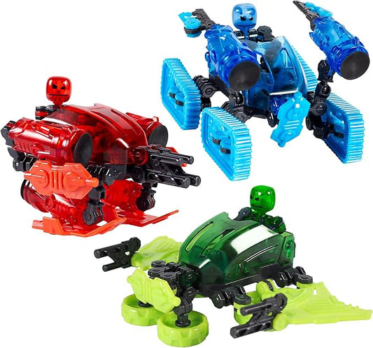 Zing Klikbot Megabots – Pack of Three – Green, Blue and Red - Toy Figures with Unique Accessories – for Kids 8 Plus