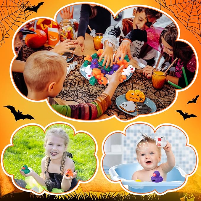 120 Pcs Halloween Rubber Ducks Assorted Rubber Duckies Bulk Mini Pool Bath Duck Cute Small Tiny Fun Rubber Ducky Bath Ducks Toy for Party Favors Classroom Exchange Gifts
