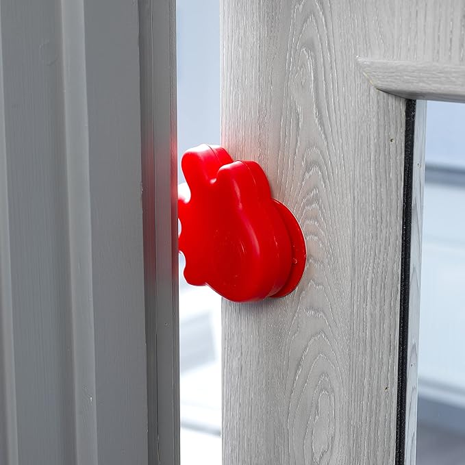 Happy Hands Anti Slam Child Door Safety Finger Trap Stoppers - 2 Pack … (Red)