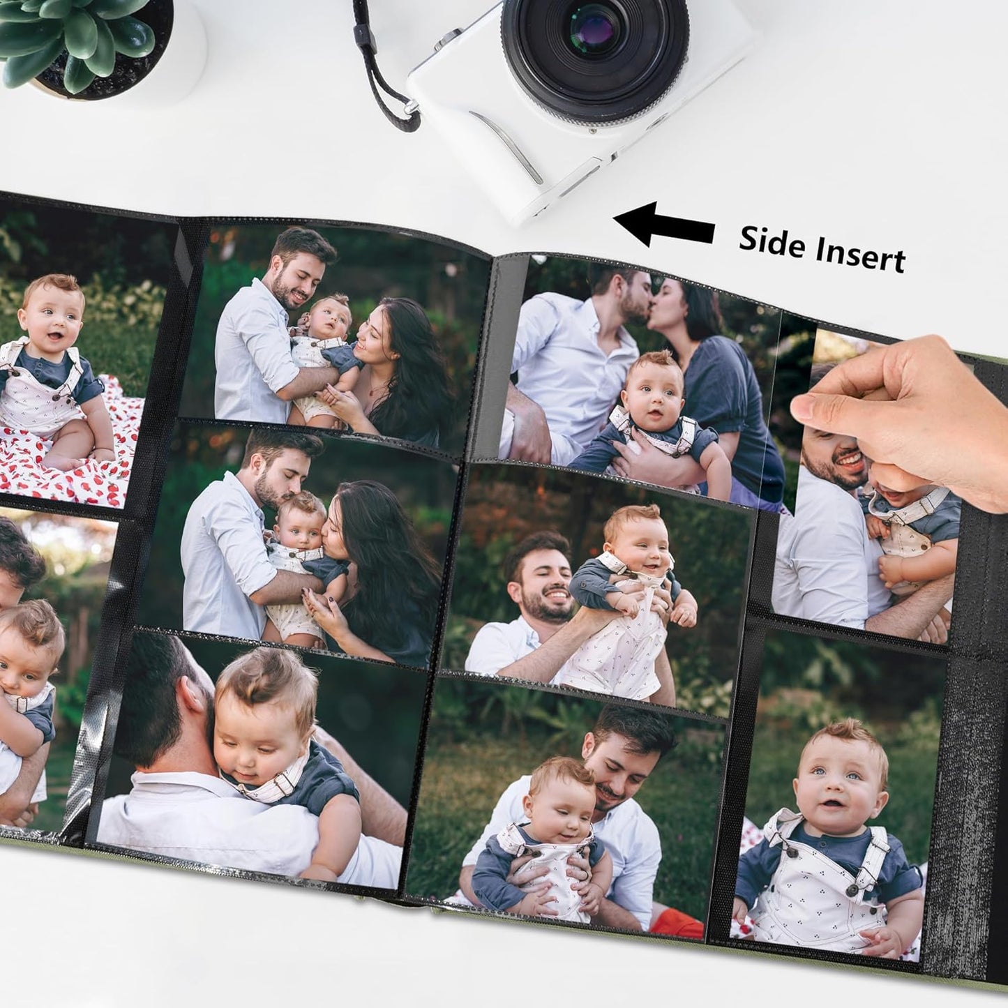 Photo Album 4x6 Pictrues 600 Pockets Linen Cover with Front Window Large Picture Book for Family Travel Wedding and Memory Keepsake Organizer Black