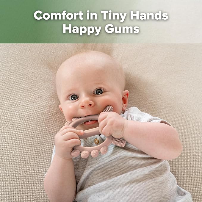 Haakaa Silicone Crab Baby Teether,Teething Toys,360°Baby Toothbrush Head for Infant Self-Brushing Training,Food-Grade Silicone,Blush