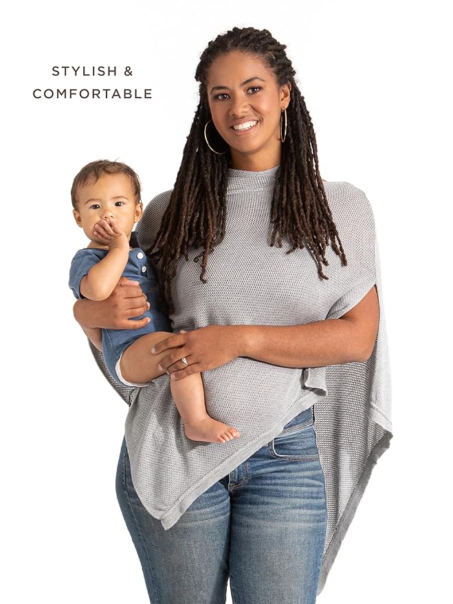 We are Amma | The Cocoon™ - Newborn Essentials Must Haves: Nursing Cover for Breastfeeding Essentials | Nursing Sweater Used as Breastfeeding Cover (Grey, One Size)