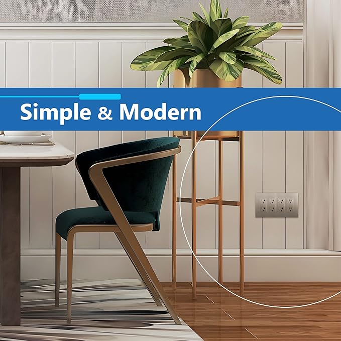 LIDER Matte Finish Decorator Switch Cover, Screwless Wall Plate, Mid-Size 4-Gang 4.88" x 8.58", Unbreakable Polycarbonate Thermoplastic, UL Listed, LSWP-34M-NK, Nickel