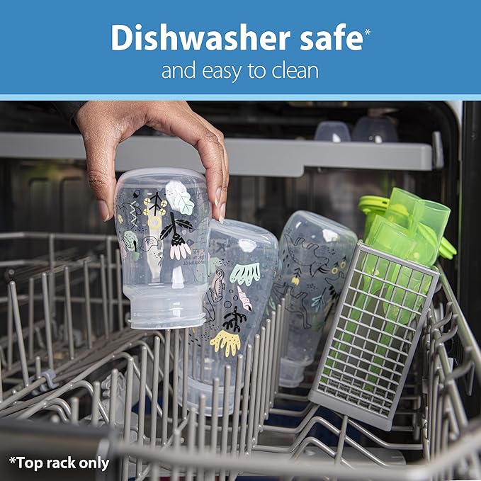 Dr. Brown's Natural Flow® Anti-Colic Options+™ Wide-Neck Baby Bottle Designer Edition Bottles, Dino Decos, 9oz/270mL, Level 1 Nipple, 2-Pack, 0m+