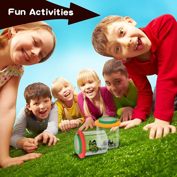 Coopay 24 Pieces Magnifying Insect Box - Bug Viewer, Critter Insect Cage, Container, Bug Catcher Cage, Jar Collecting Kit for Children, Kids Science Nature Exploration Tools