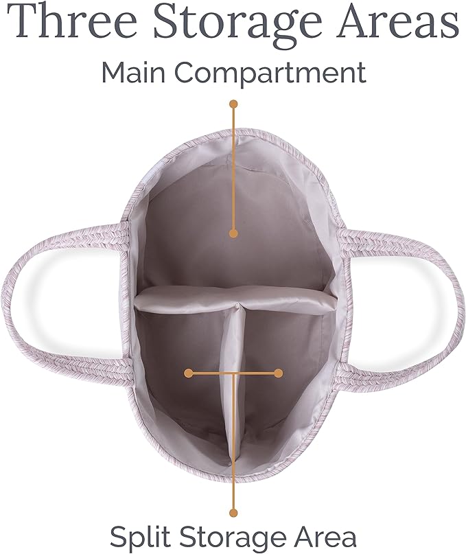 Natemia Diaper Caddy Organizer (Lily Pad) - Portable Rope Handles & 3 Compartments for Baby Items - Storage Basket for Newborn Essentials - Fits Spectra Breast Pump & Accessories - Registry Must Have