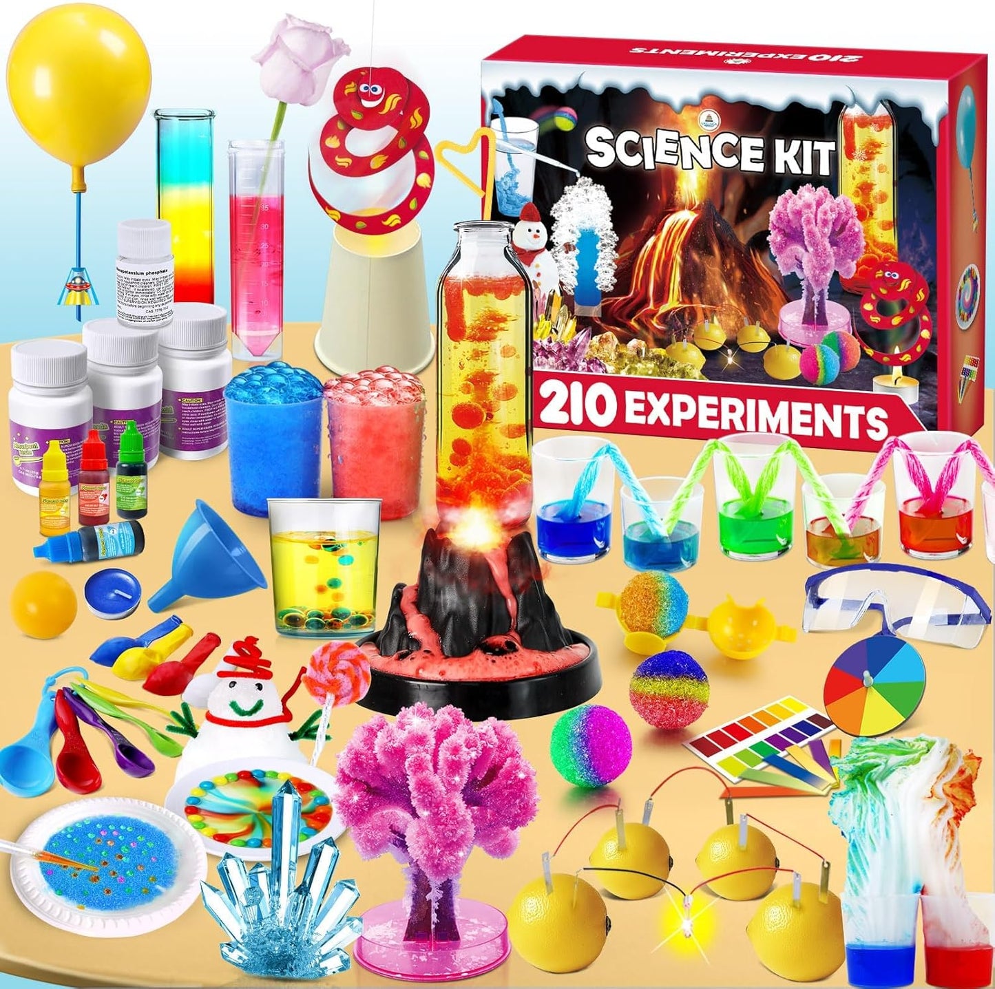 UNGLINGA 210 Experiments Science Kit for Kids, Boys Girls Birthday Toys Gifts Idea, Chemistry Set, Volcano, S.T.E.M Science Educational Project