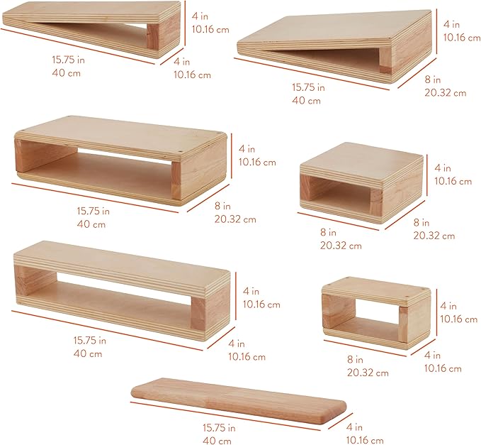 Hollow Building Blocks, Wooden Playset, Natural, 18-Piece