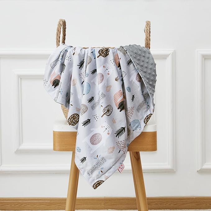 QSTEHEML Baby Blankets for Boys Neutral,Super Soft Nursery Minky Blanket Unisex, Baby Gifts Double Layer with Dotted Backing, Newborn Blankets for Crib Stroller(Fox, 30 * 40inch)
