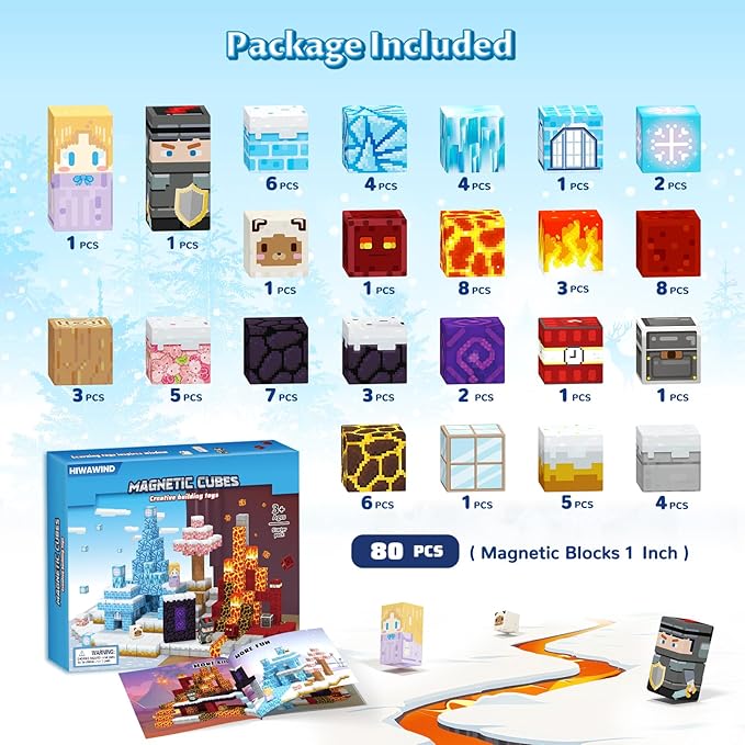 Magnetic Blocks, Magnetic Tiles Building Blocks, Magnet Cubes Kids Toys, Classroom Sensory Toys for 3-5 4-6 5-7 6-8 Year Old Boys Girls,Outdoor Travel Christmas Birthday Gifts for Children