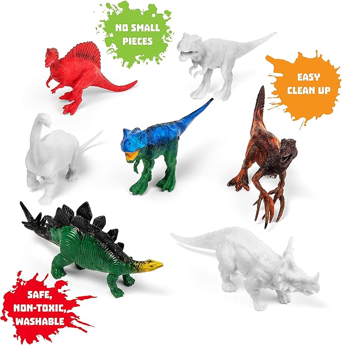COASTLINE CRAFT STEM.org Dinosaur Painting Kit for Kids with Dino Trivia-Dinosaur Crafts for Kids Ages 3-5 + w/ 2 T-Rex Set - Screen Free, Educational Gifts for Boys