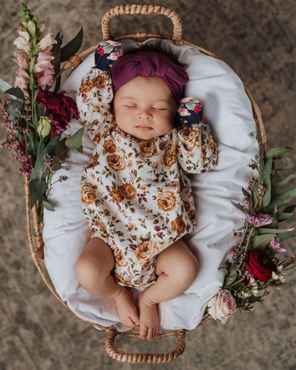 Newborn Baby Mittens No Scratch Cotton Elastic Wrist Gloves Infant Toddler Mittens for Baby Boy Girl 0-6 Months