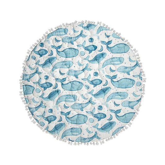 Crane Baby Activity Mat, Baby Play Mat Whale Print, Ocean Nursery Decor for Boys & Girls, Infant Tummy Time Floor, Ocean Nursery Decor, 40" x 40" (Pack of 6)