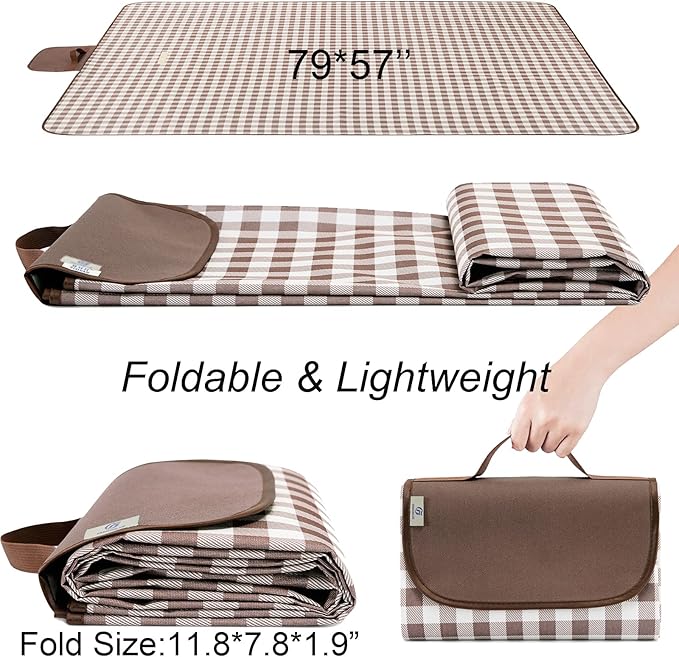 Beach Blanket Extra Large Picnic Blanket Sand Free Waterproof Outdoor Indoor Blanket Lightweight Easy Fold Handy Mat Portable Beach Mat for Camping Hiking Travel Park Grass