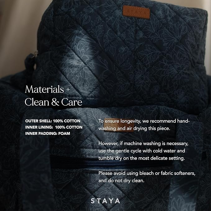 Staya Quilted Duffle Bag - Perfect Travel Companion, Quilted Weekender Bag for Women, (Indigo Petals)