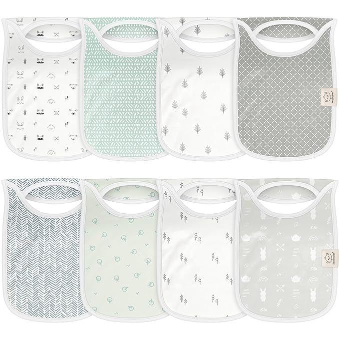 KeaBabies 8-Pack Baby Bibs for Boys, Girls - Pullover Bibs for Drooling Teething Baby Girl & Boy Toddler, Newborn, Soft & Absorbent, Cute Colors, Large Torso Coverage Keep Infant Clean & Dry (Nordic)