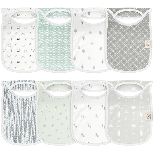 KeaBabies 8-Pack Baby Bibs for Boys, Girls - Pullover Bibs for Drooling Teething Baby Girl & Boy Toddler, Newborn, Soft & Absorbent, Cute Colors, Large Torso Coverage Keep Infant Clean & Dry (Nordic)
