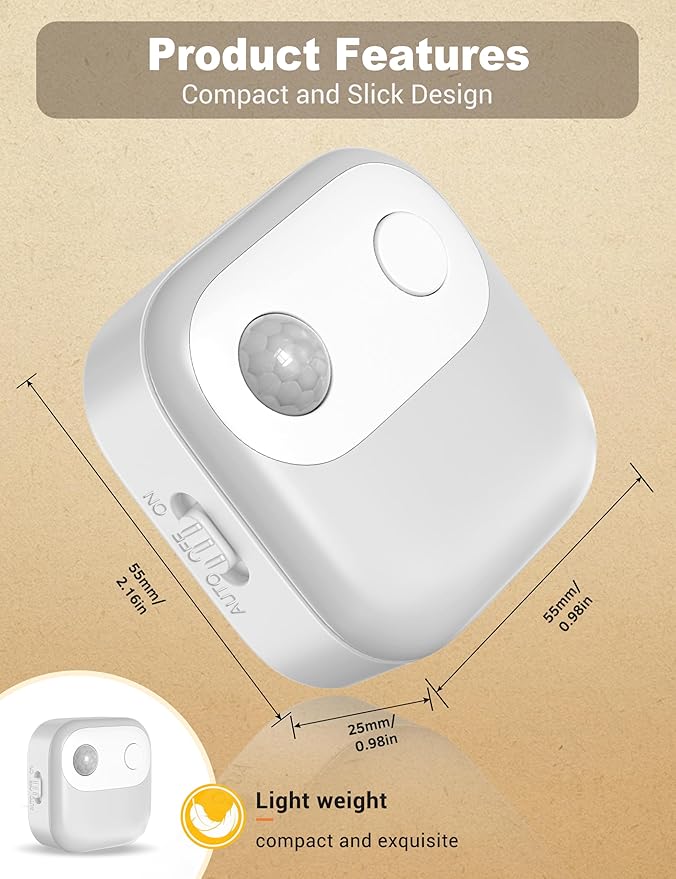 JandCase Motion Sensor Night Light, Night Lights Plug into Wall 2 Pack, 3000K/4000K/5000K Motion Activated Night Light, Light Sensor & Motion Sensor Nightlight for Bedroom, Stairs, Hallway