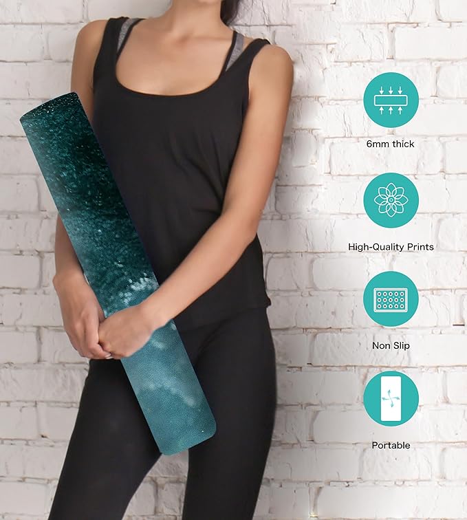 Non Slip Yoga Mat TPE Workout Mat for Men Women, Thick Workout Mat with Carrying Strap, Fitness Mats for Exercise, Yoga, Fitness, Pilates, Floor Workouts (72" x 24" x 6mm)