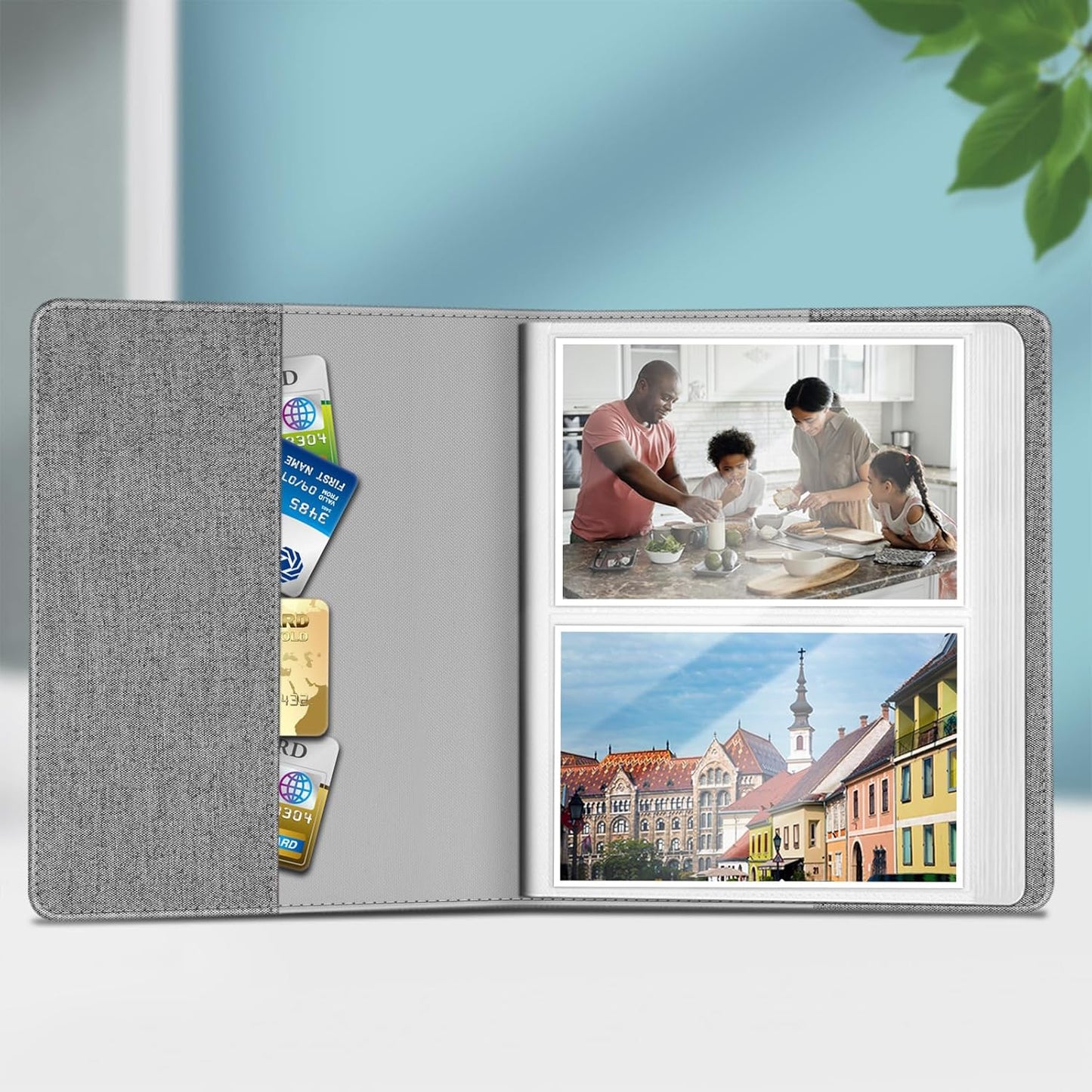 Fintie Photo Album for 4x6 Photos - 112 Pockets Vegan Leather Cover Memory Albums Book for Birthday Family Anniversary Vacation Pictures, Denim Grey
