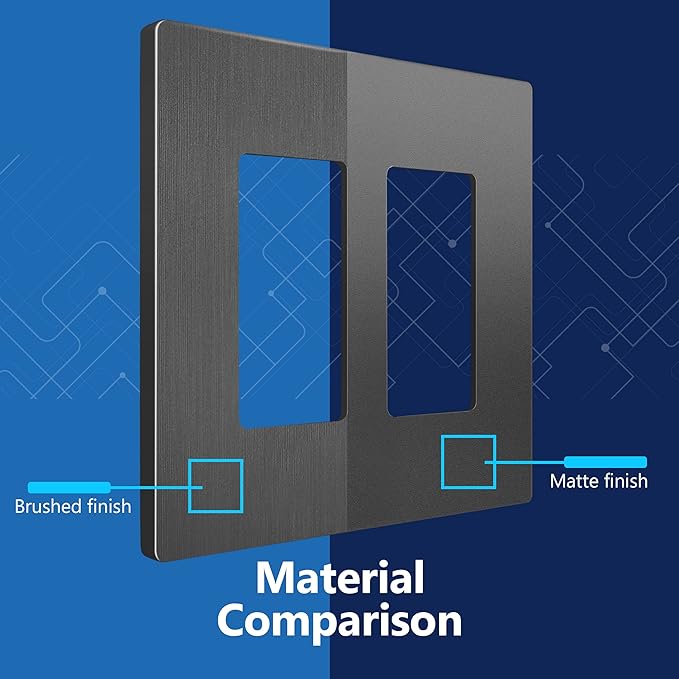 LIDER Brushed Finish Decorator Switch Cover, Screwless Wall Plate, Mid-Size 2-Gang 4.88" x 4.92", Unbreakable Polycarbonate Thermoplastic, UL Listed, LSWP-32M-BSG, Brushed Space Gray