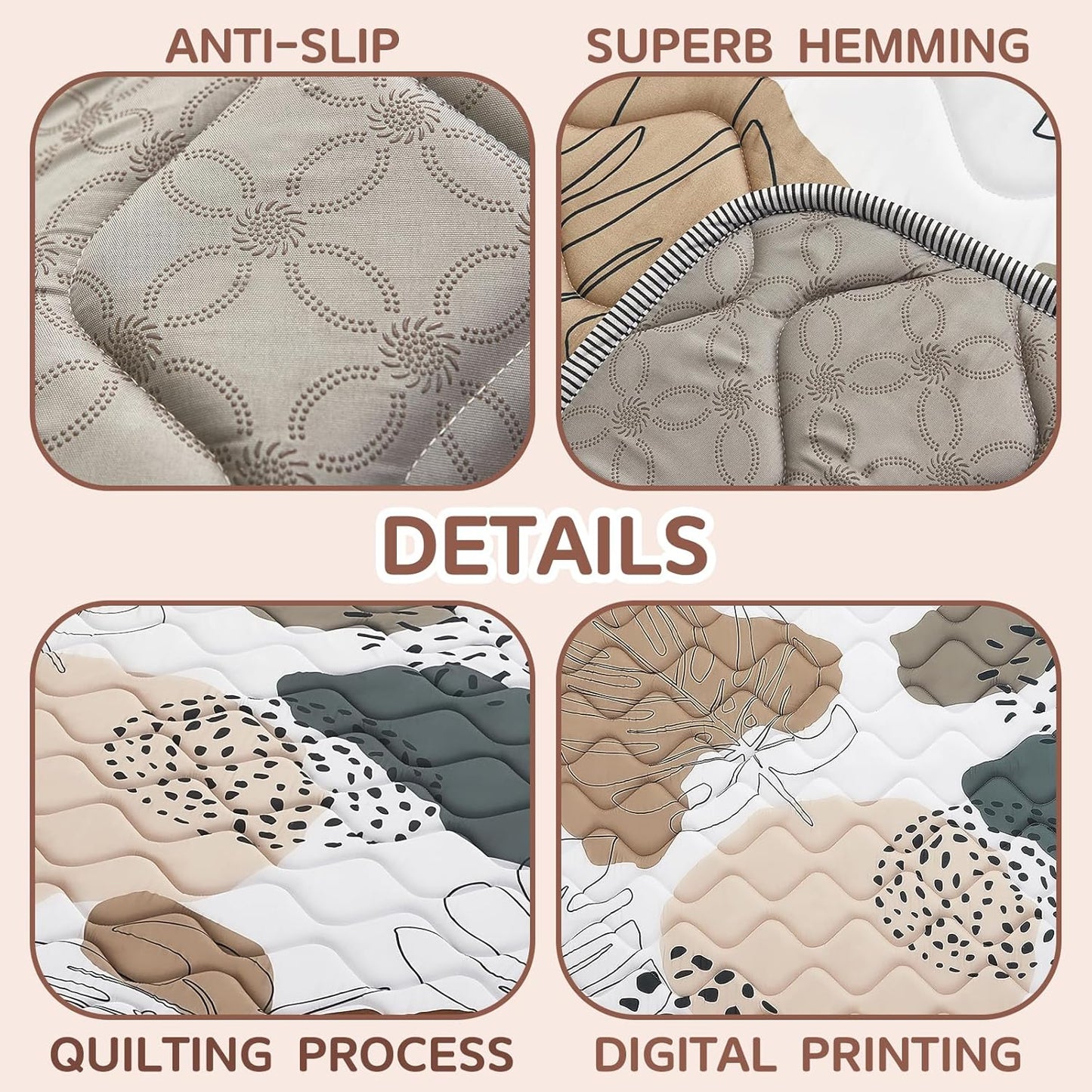 Baby Play Mat - Thicken 50x50 Inch Soft Foam Crawling Mat for Playpen & Floor, Non-Slip Waterproof Activity Playmats for Infants & Toddlers, Portable Foldable & Machine Washable, Boho Design