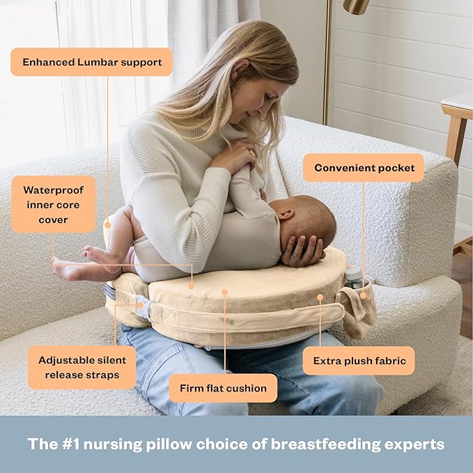 My Brest Friend Super Deluxe Nursing Pillow - Enhanced Comfort & Ergonomic Breastfeeding Pillow for Ultimate Support For Mom & Baby - Adjustable and with Handy Side Pocket, Gold