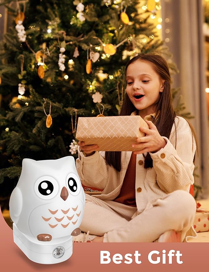 L LOHAS LED Owl Night Light for Kids, 3D Owl Night Light Plug in Wall, Dusk to Dawn Sensor, 8-Color Changing+Soft White 3000K, 3 Lighting Modes, Nursery Night Lights, Children, Room Decor