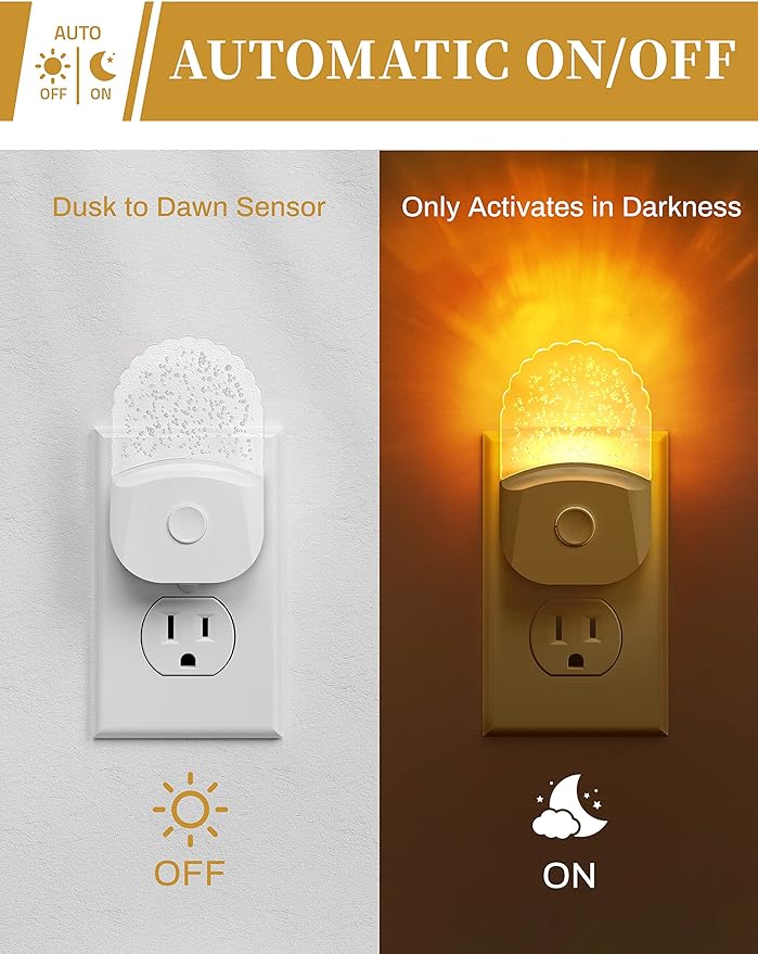 Night Lights Plug Into Wall [2 Pack], Color Changing Night Light for Kids, 8-Color RGB LED Nightlight with Dusk to Dawn Sensor for Bathroom Decor, Children Room, Gift