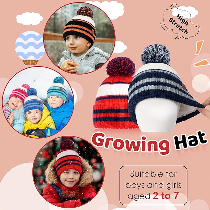 FZ FANTASTIC ZONE Kids Toddler Winter Hat Beanie with Warm Fleece Ski Baby Hats for 2-7 Years Skull Cap Baby Boys Girls Gifts
