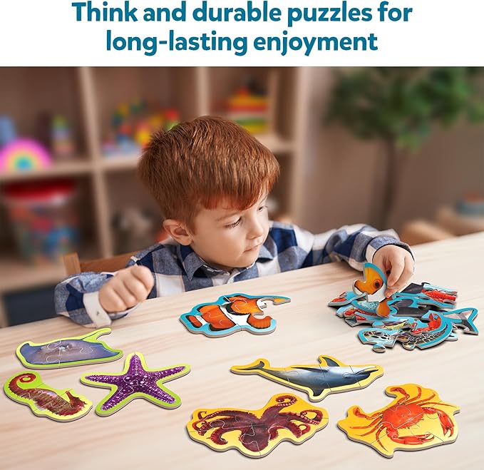 Skillmatics Step by Step Puzzles - 41 Piece Jigsaw & Toddler Puzzle, Montessori Educational Toy for Boys & Girls, Underwater Animals, Travel Friendly, Gifts for Kids Ages 3, 4, 5 and Up
