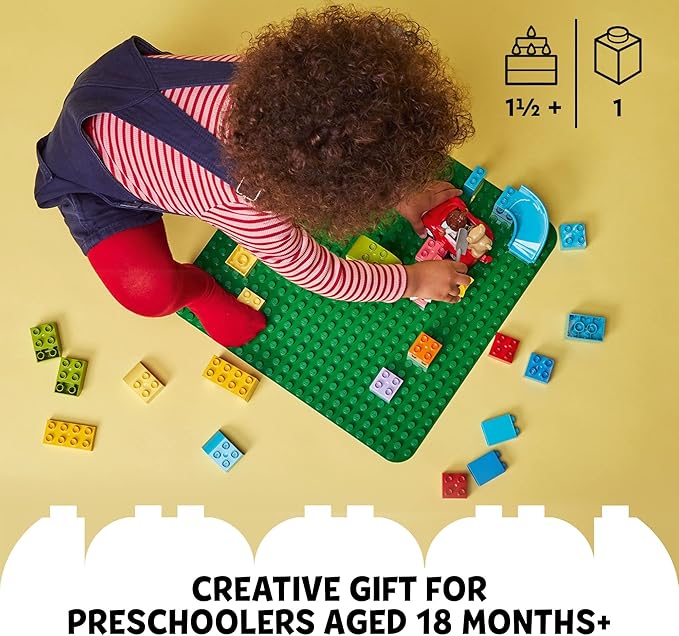 LEGO DUPLO Green Building Plate - 24x24 Stud Foundation for Toddlers to Build, Play, & Display Their Brick Creations - Baseplate Construction Toy for Kids - 10980