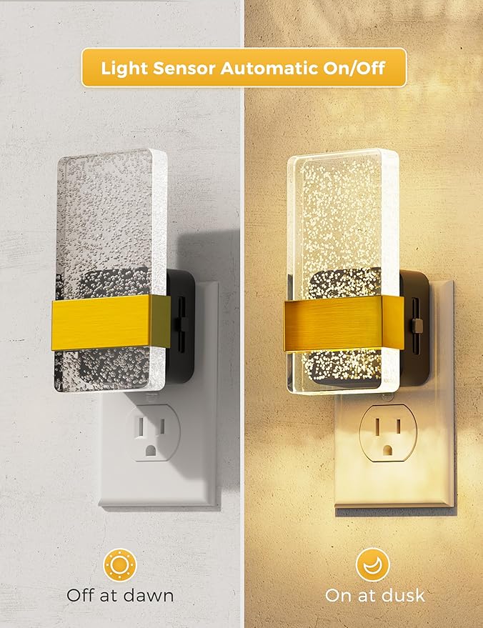 L LOHAS LED Night Light, Bathroom Night Lights Plug Into Wall with Dusk-to-Dawn Sensor, 0-100LM Dimmable Nightlight, Wall Sconce-Style Design Nightlights for Hallway,Stairway,Gift, 1 Pack