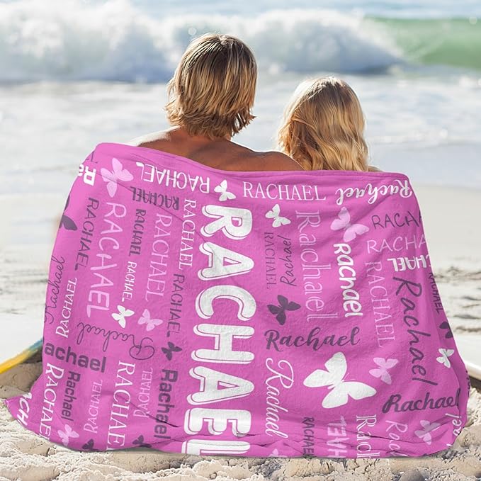 Personalized Throw Blanket with Name Custom Blankets Customized Baby Blanket for Girls Kids Adult Birthday Gift