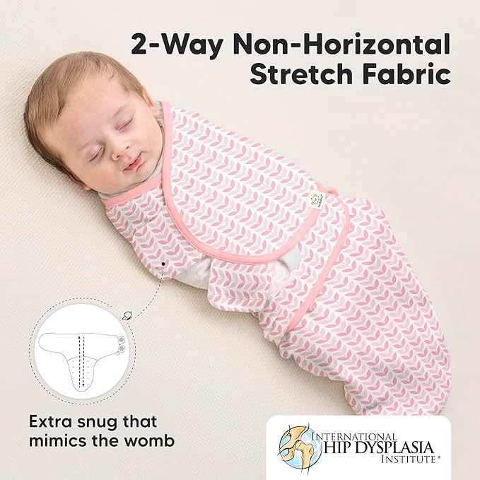 3-Pack Organic Baby Swaddle Sleep Sacks - Swaddles for Newborns, Infant 3-6 Months, Baby Girls, Boys, Soft & Snug Newborn Sleep Sack, Nursery Swaddling Blankets (Blossom, L)