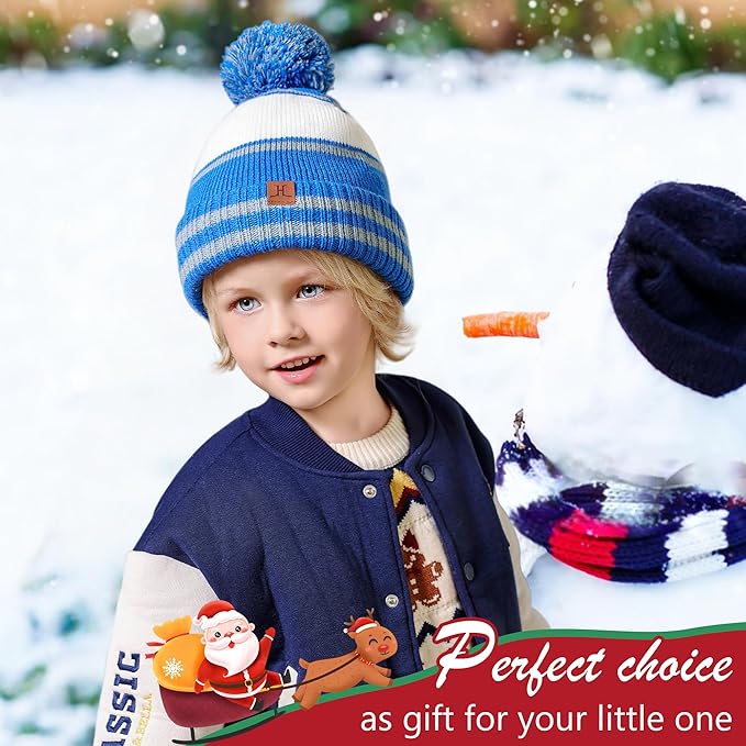 FZ FANTASTIC ZONE Kids Toddler Winter Hat Beanie with Warm Fleece Ski Baby Hats for 2-7 Years Skull Cap Baby Boys Girls Gifts