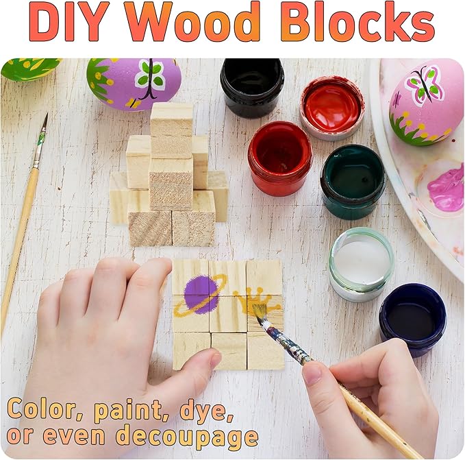 100Pcs 1.5cm Unfinished Wood Cubes, 0.59” Natural Square Wooden Blocks for Math Counting, Crafts, and DIY Projects