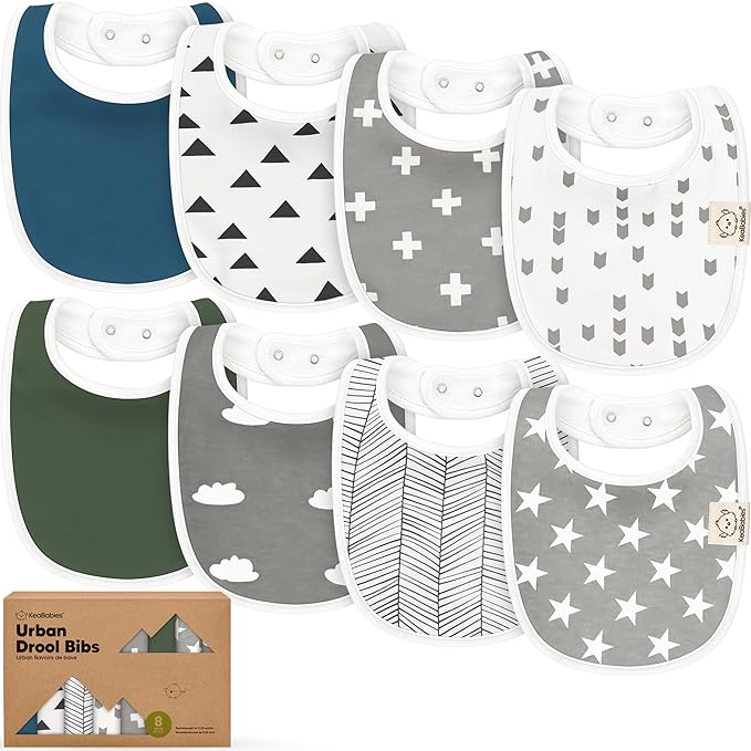8-Pack Organic Baby Bibs for Boys, Girls - Soft Cotton Drooling and Teething Bibs for Baby Girl & Boy, Extra Absorbent, Easy to Clean & Put On for Toddler, Newborn, Infant 0-24 Months (Crossroads)